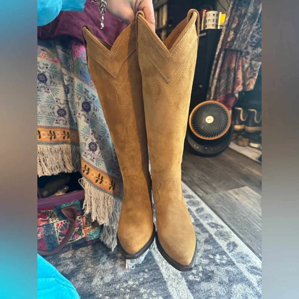 Frye Tan Sacha to the Knee Suede Boots
